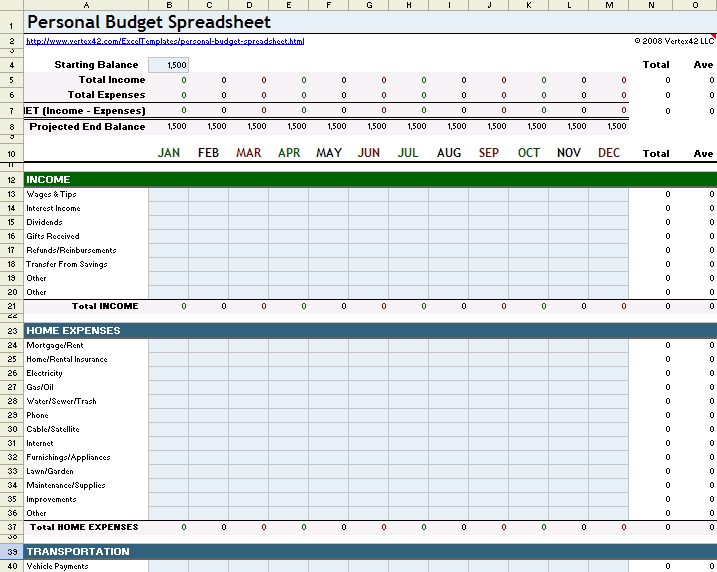 excel template sheet